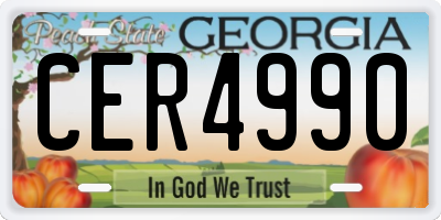 GA license plate CER4990