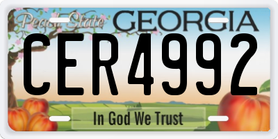GA license plate CER4992