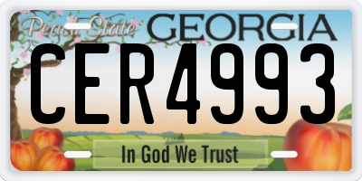 GA license plate CER4993
