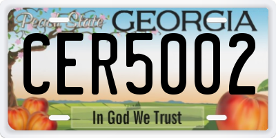 GA license plate CER5002