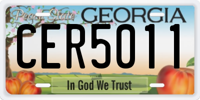 GA license plate CER5011