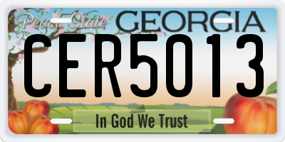 GA license plate CER5013