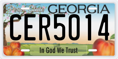 GA license plate CER5014