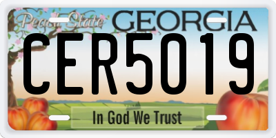 GA license plate CER5019
