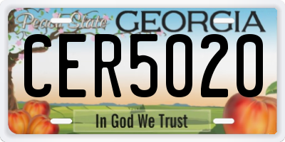 GA license plate CER5020