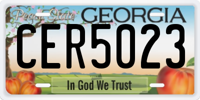 GA license plate CER5023