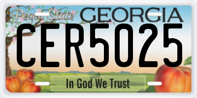 GA license plate CER5025