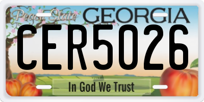 GA license plate CER5026