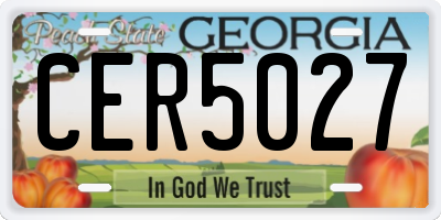 GA license plate CER5027