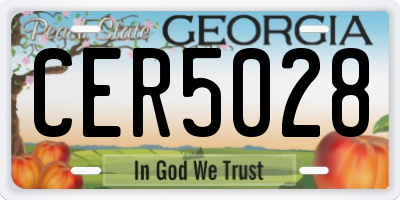 GA license plate CER5028