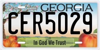 GA license plate CER5029