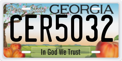 GA license plate CER5032