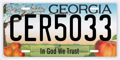 GA license plate CER5033