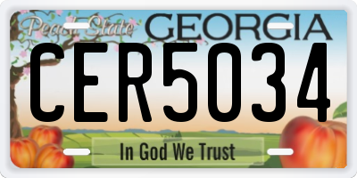 GA license plate CER5034