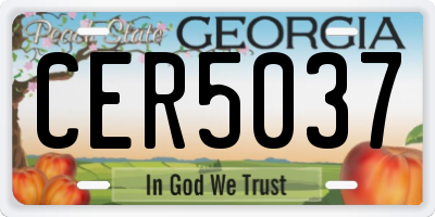 GA license plate CER5037