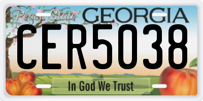 GA license plate CER5038