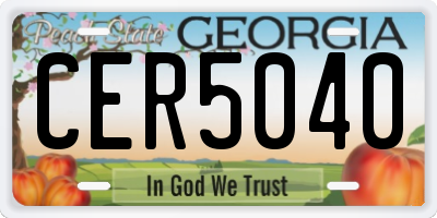 GA license plate CER5040