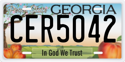 GA license plate CER5042