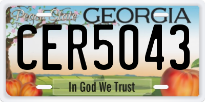 GA license plate CER5043