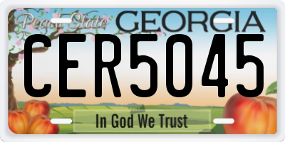 GA license plate CER5045