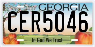 GA license plate CER5046