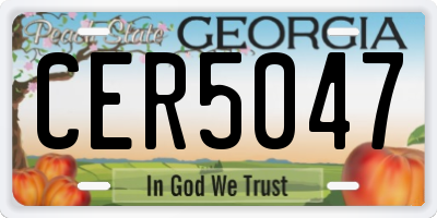GA license plate CER5047