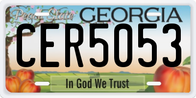 GA license plate CER5053