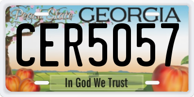 GA license plate CER5057