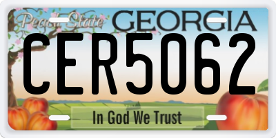 GA license plate CER5062
