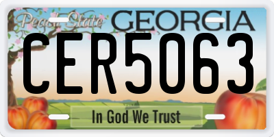 GA license plate CER5063