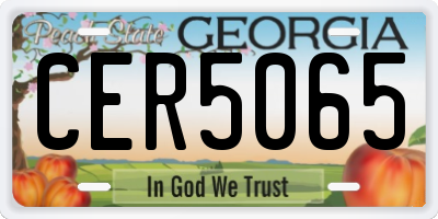GA license plate CER5065