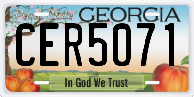 GA license plate CER5071