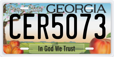 GA license plate CER5073