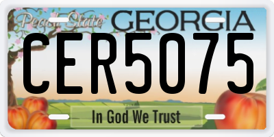 GA license plate CER5075