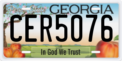 GA license plate CER5076