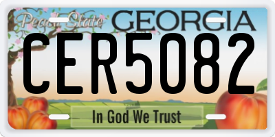 GA license plate CER5082
