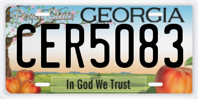 GA license plate CER5083