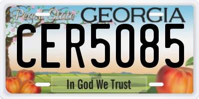 GA license plate CER5085
