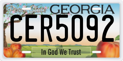 GA license plate CER5092