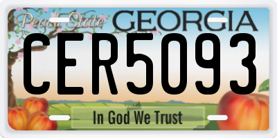 GA license plate CER5093
