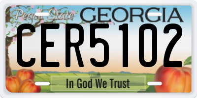GA license plate CER5102