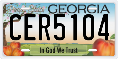 GA license plate CER5104