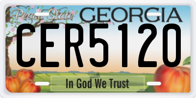 GA license plate CER5120