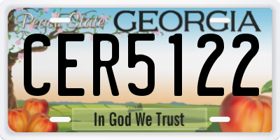 GA license plate CER5122
