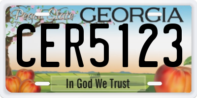 GA license plate CER5123