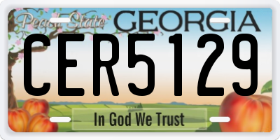 GA license plate CER5129
