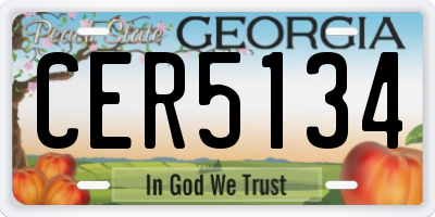 GA license plate CER5134