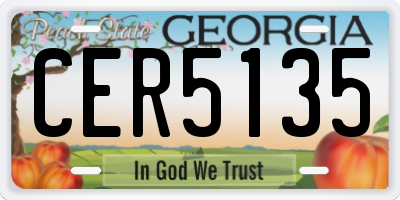 GA license plate CER5135