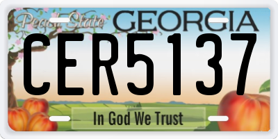 GA license plate CER5137