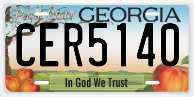 GA license plate CER5140